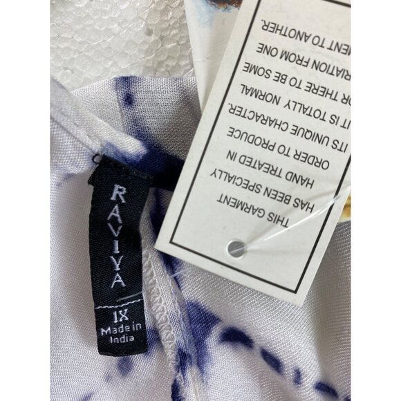 Tie-Dye Handkerchief Hem Spaghetti Strap Dress 1X By‎ Raviya Navy/White Hippie - Picture 5 of 6